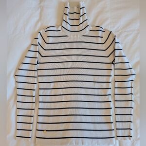 *RALPH LAUREN* Ladies Ivory/Cream w/Black Stripes Ribbed Turtleneck, Sz. XL, EUC